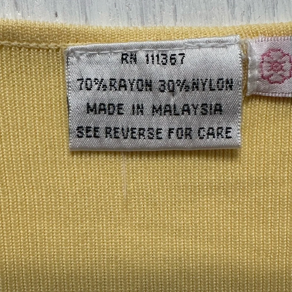 LOULOU Yellow Cardigan Sweater M Sequin Beaded Embellished Button Front